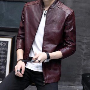 New Leather Jacket  Male Slim Spring  Fashion Zipp